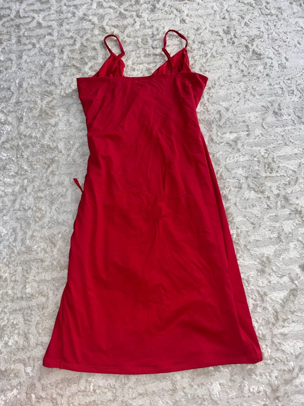 Garage Women’s Red mini Dress with Adjustable Side Ruche - Picture 5 of 5